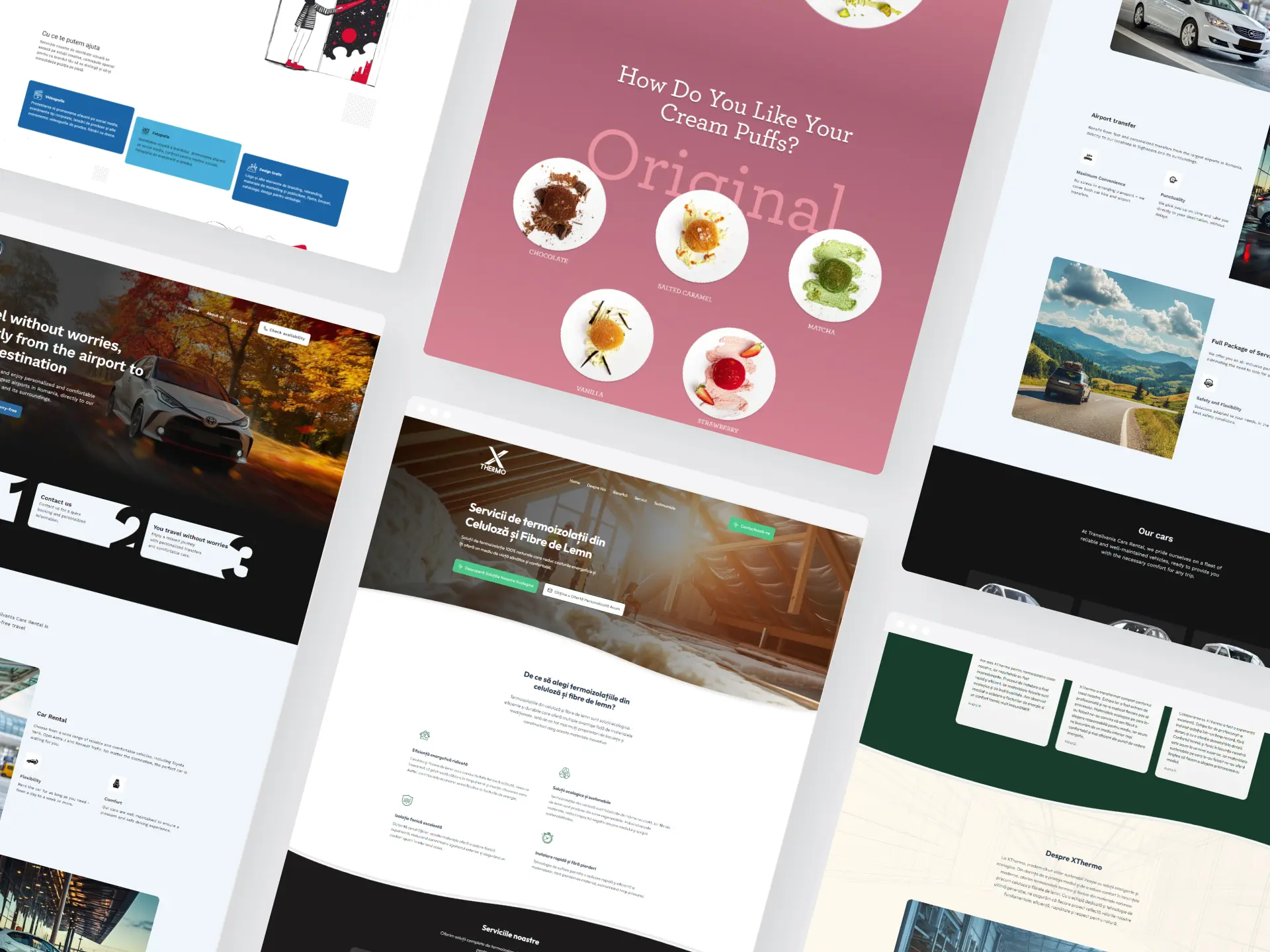 A collage of websites designed by Debu Media
